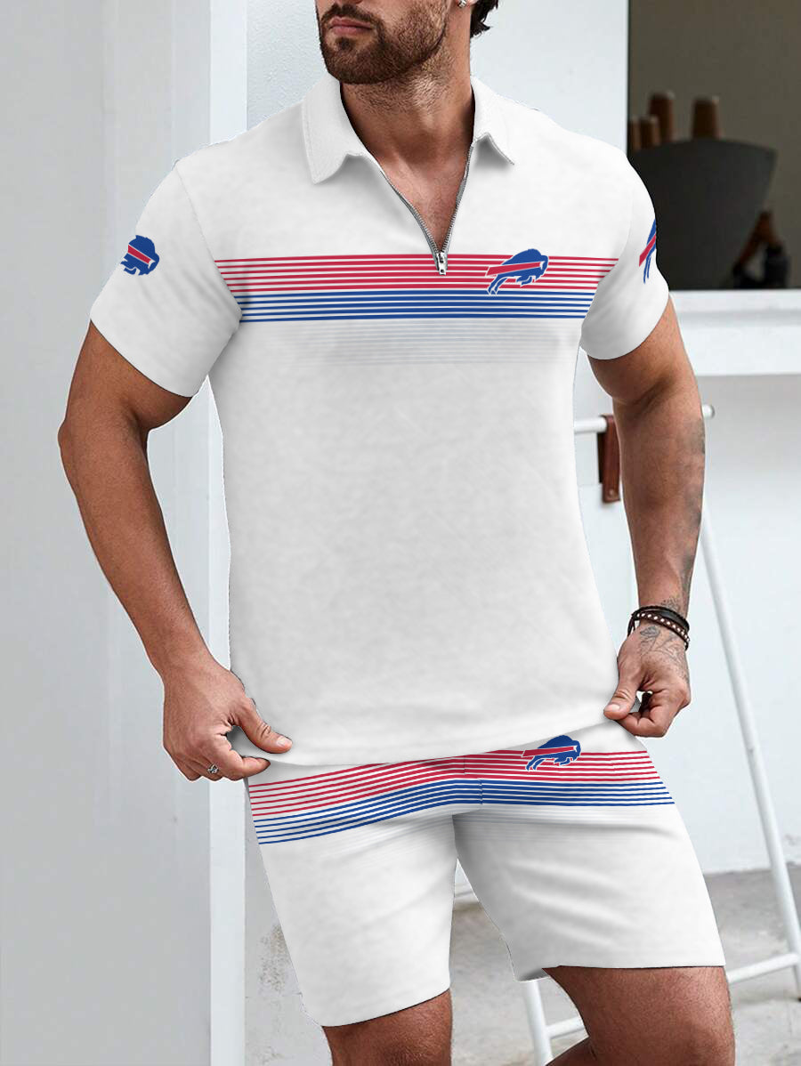 Buffalo Bills Limited Edition ZIP Polo Shirt And Shorts Two-Piece Suits
