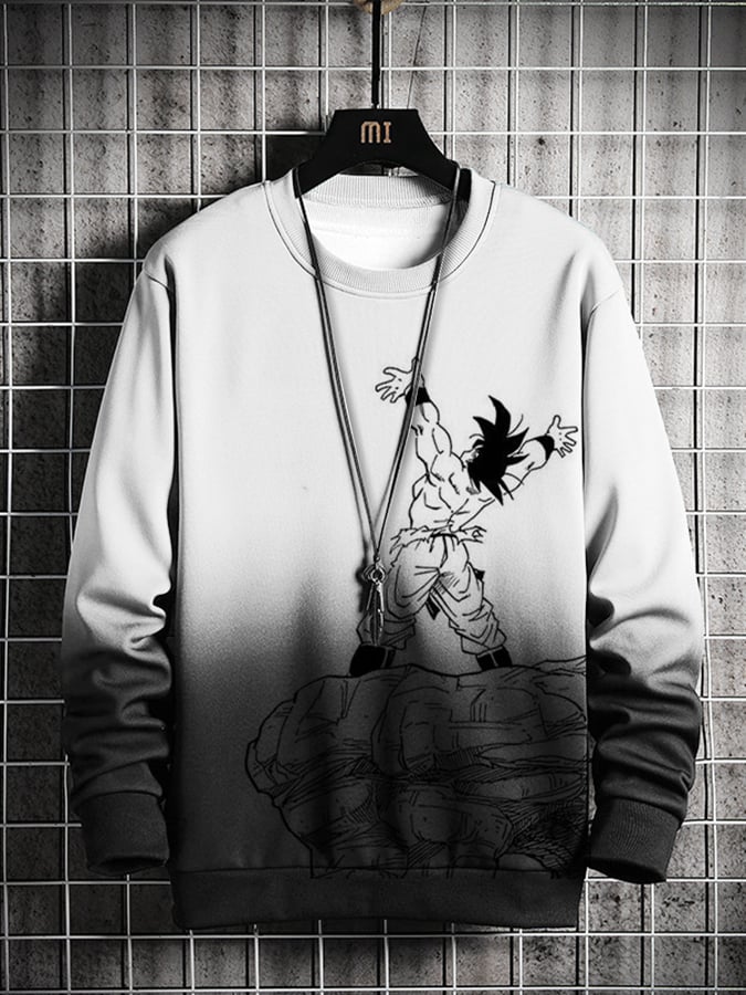 Men's Fashion Casual Anime Gradient Printed Sweatshirt