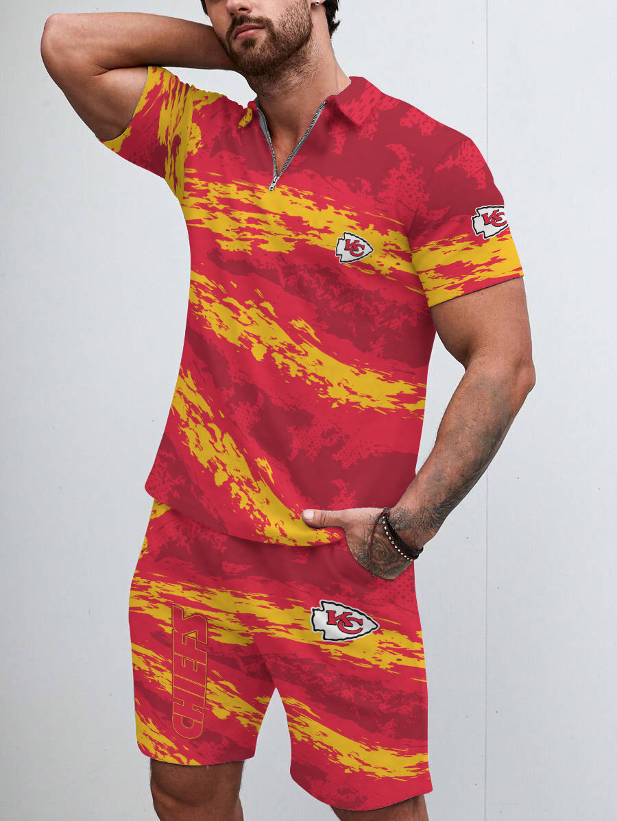 Kansas City Chiefs Limited Edition ZIP Polo Shirt And Shorts Two-Piece Suits