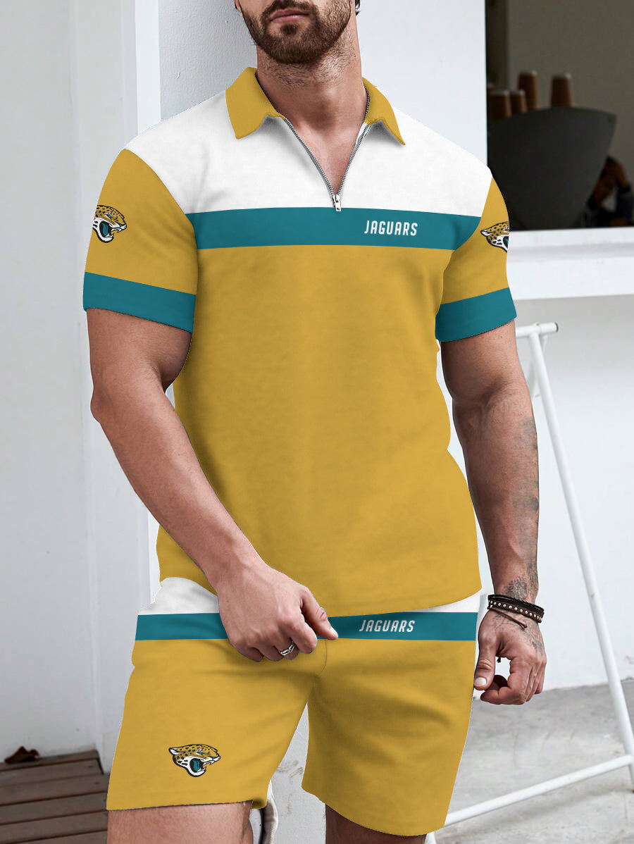Jacksonville Jaguars  Limited Edition ZIP Polo Shirt And Shorts Two-Piece Suits