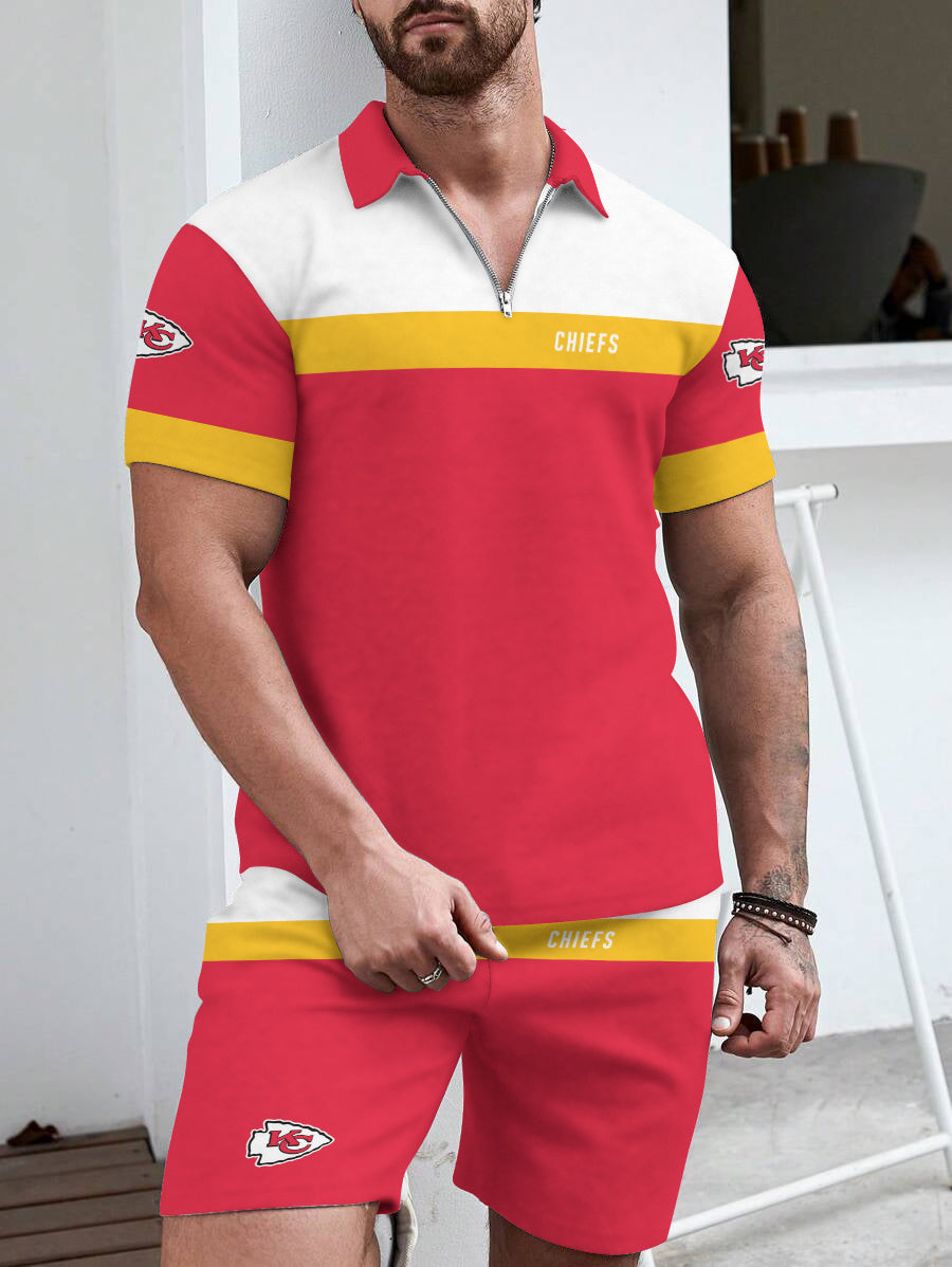 Kansas City Chiefs  Limited Edition ZIP Polo Shirt And Shorts Two-Piece Suits