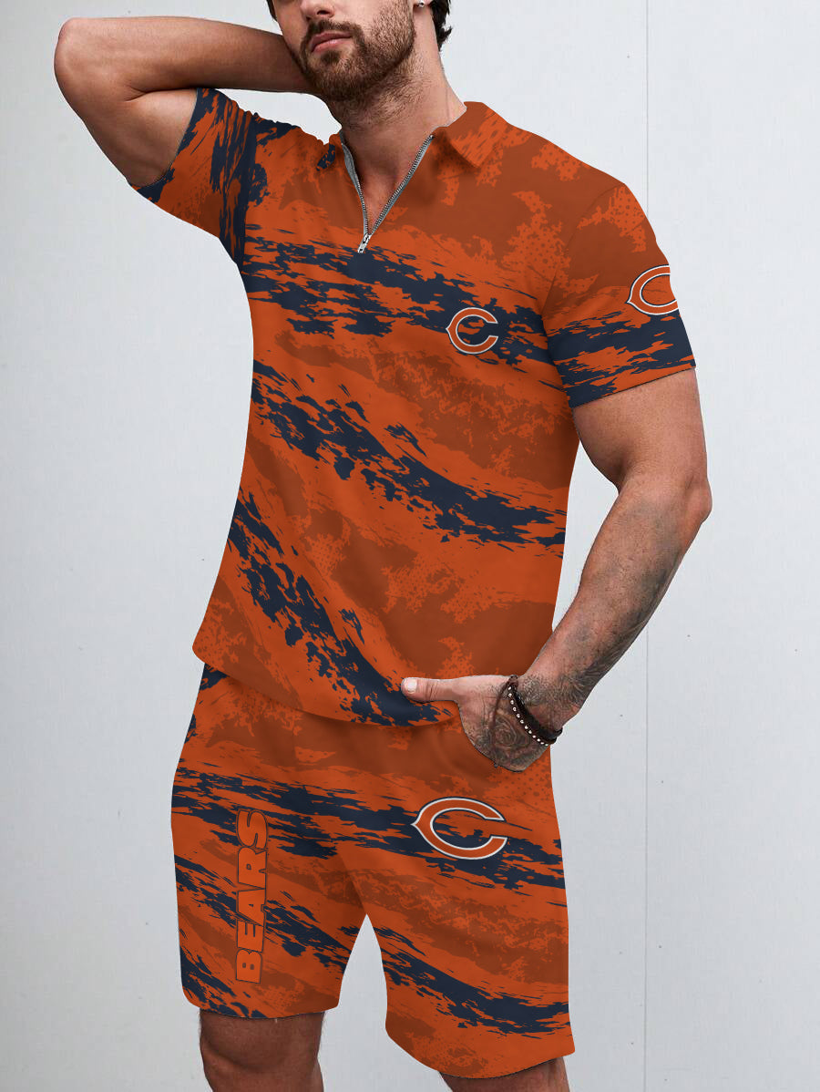 Chicago Bears Limited Edition ZIP Polo Shirt And Shorts Two-Piece Suits