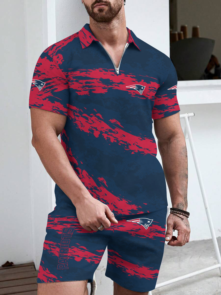 New England Patriots Limited Edition ZIP Polo Shirt And Shorts Two-Piece Suits