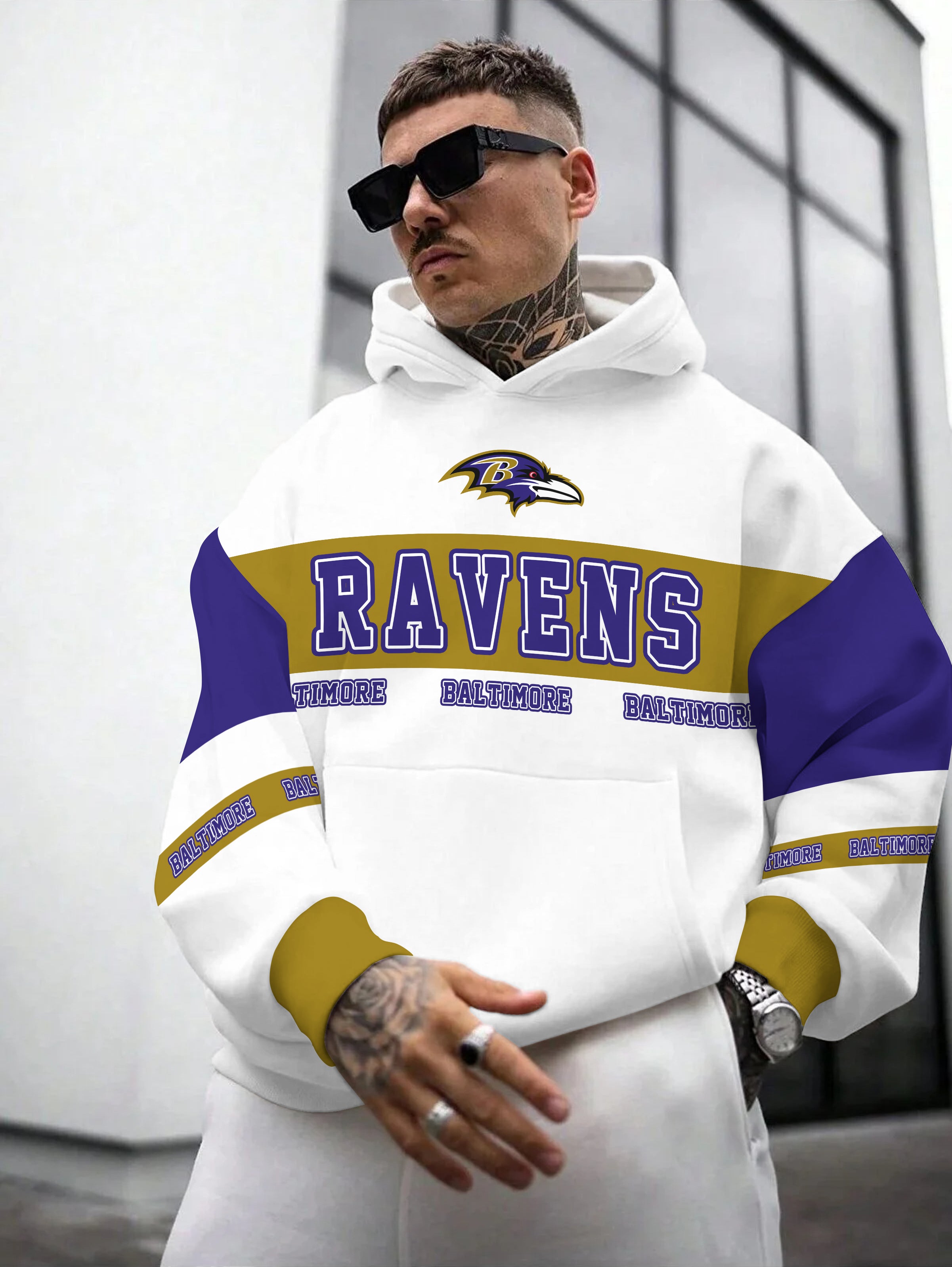 Baltimore Ravens Printed Hooded Pocket Pullover Hoodie