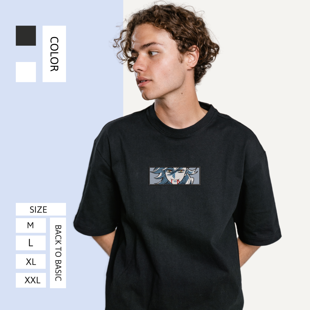 Doma Demon Slayer Embroidered T - Shirt