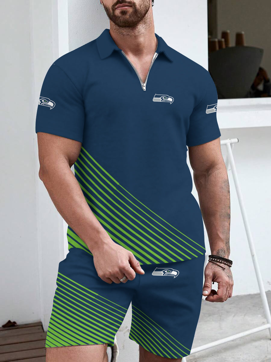 Seattle Seahawks Limited Edition ZIP Polo Shirt And Shorts Two-Piece Suits
