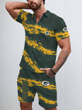 Green Bay Packers Limited Edition ZIP Polo Shirt And Shorts Two-Piece Suits