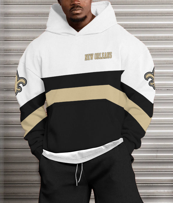 New Orleans Saints Printed Hooded Pocket Pullover Hoodie
