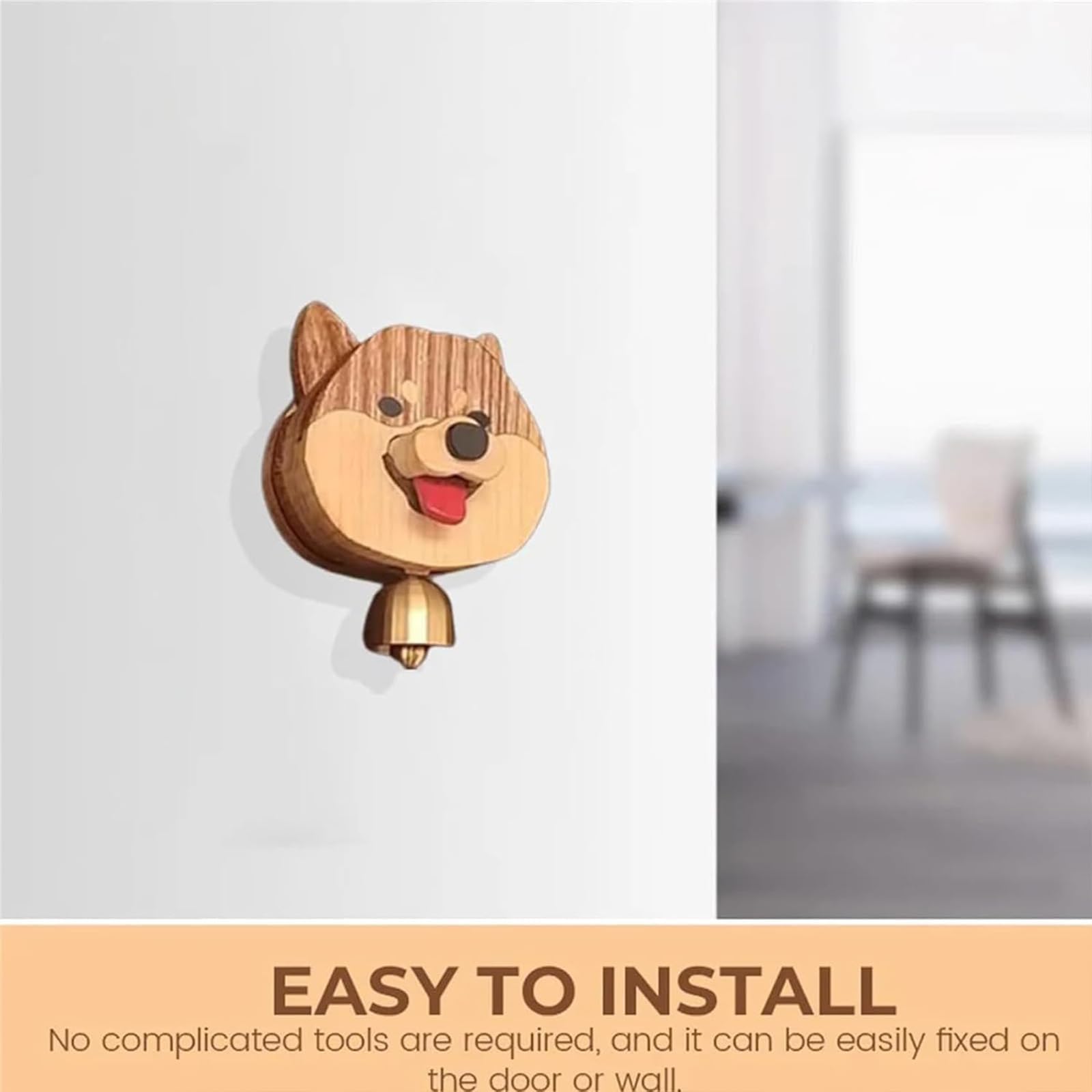 Handcrafted Wooden Shiba Inu Doorbell Wind Chime
