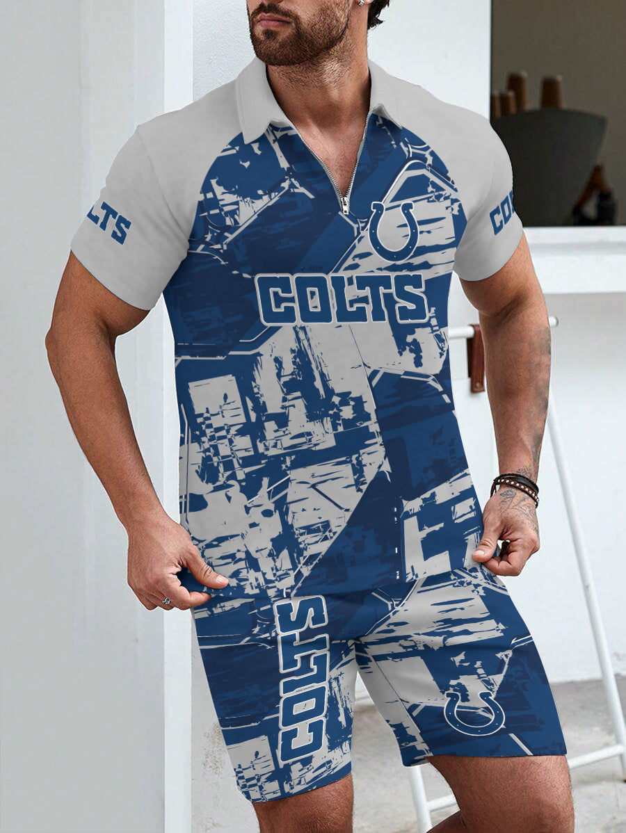 Indianapolis Colts Limited Edition ZIP Polo Shirt And Shorts Two-Piece Suits
