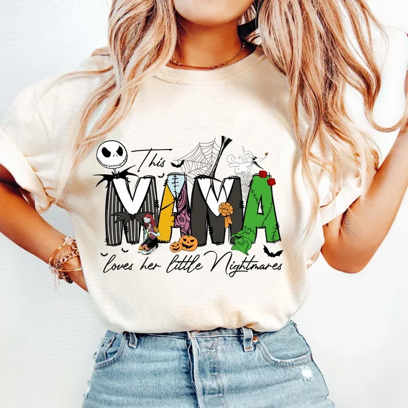Personalized This Mama Loves Her Little Nightmares Sweatshirt, Mama Shirt With Kids Name