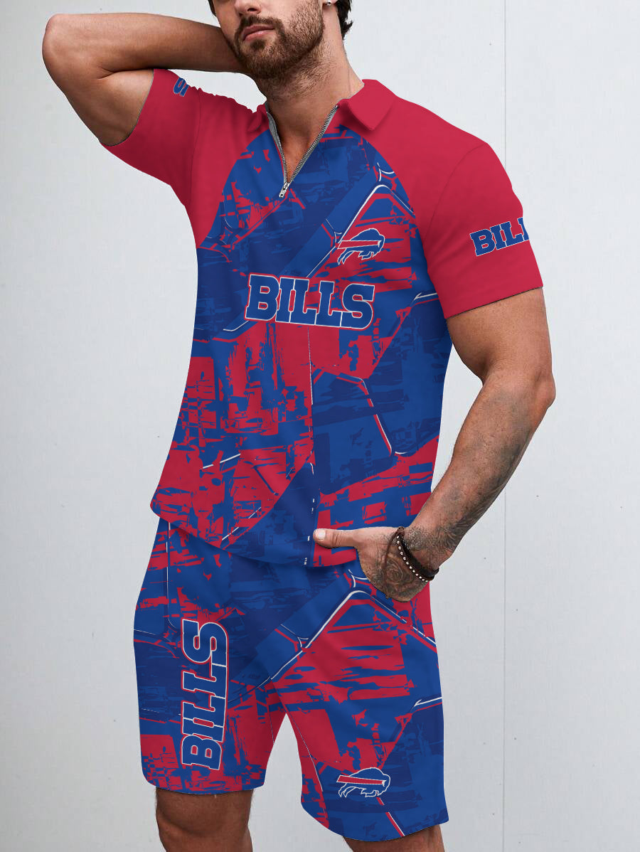 Buffalo Bills Limited Edition ZIP Polo Shirt And Shorts Two-Piece Suits