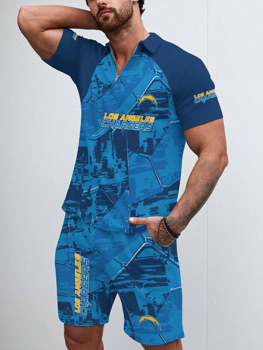 Los Angeles Chargers Limited Edition ZIP Polo Shirt And Shorts Two-Piece Suits