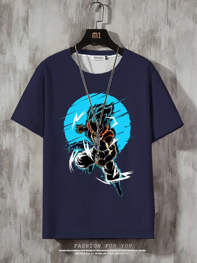 Men's Fashion Casual Gradient Anime Print T-shirt