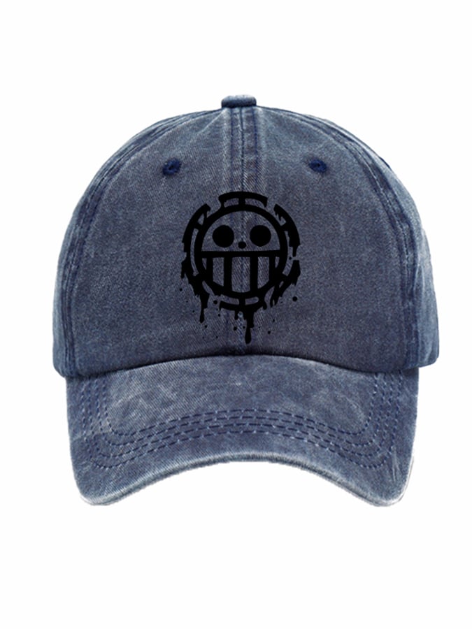 Unisex Distressed Washed Cotton Smiley Hat