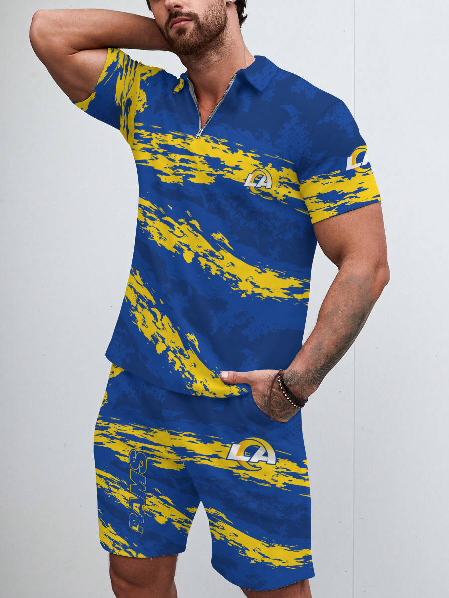 Los Angeles Rams Limited Edition ZIP Polo Shirt And Shorts Two-Piece Suits