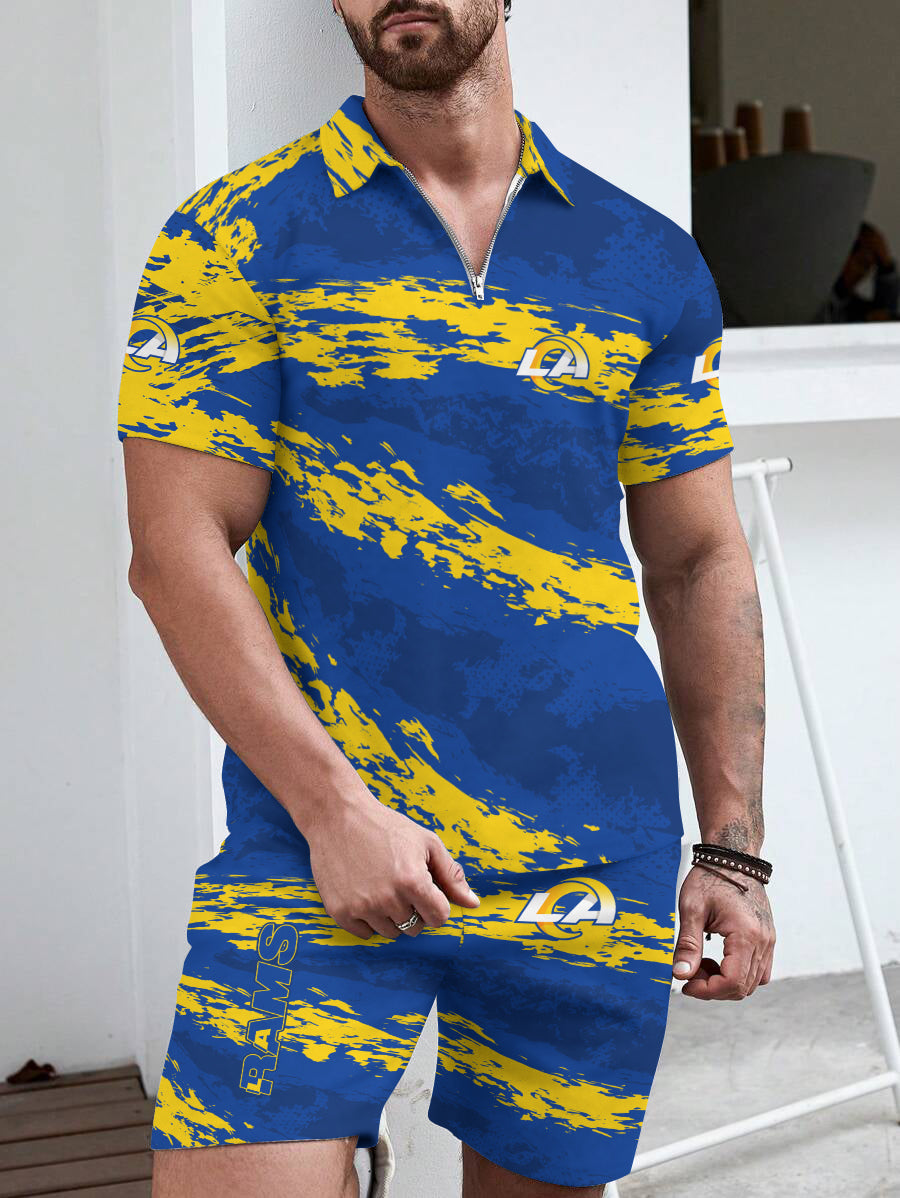 Los Angeles Rams Limited Edition ZIP Polo Shirt And Shorts Two-Piece Suits