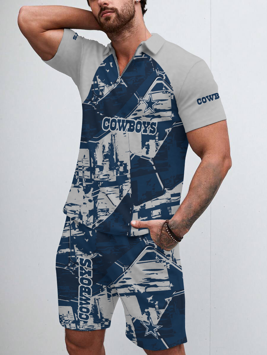 Dallas Cowboys Limited Edition ZIP Polo Shirt And Shorts Two-Piece Suits
