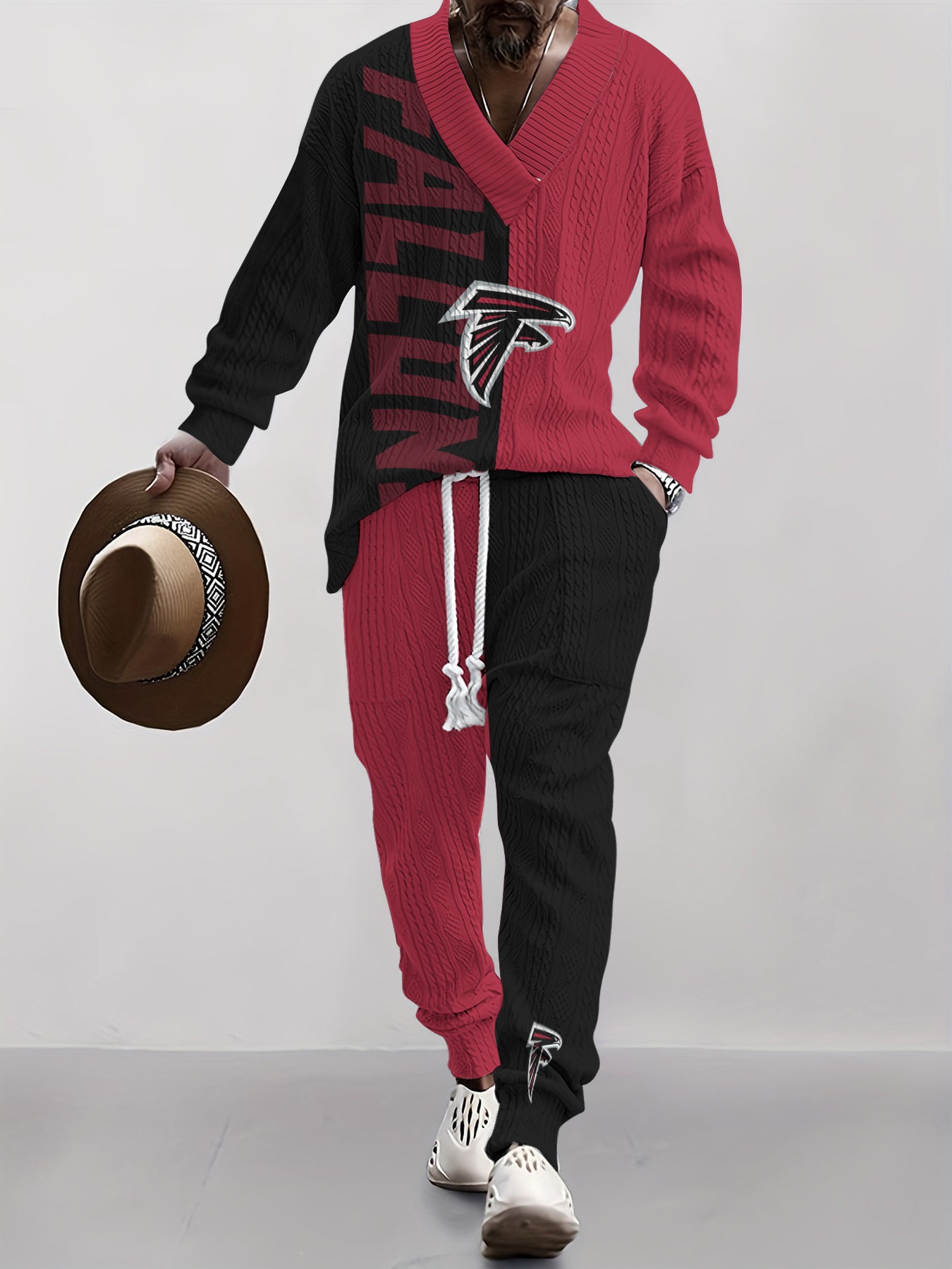 Atlanta Falcons  Classic All-Season Long Sleeve V-Neck Pullover Sweater