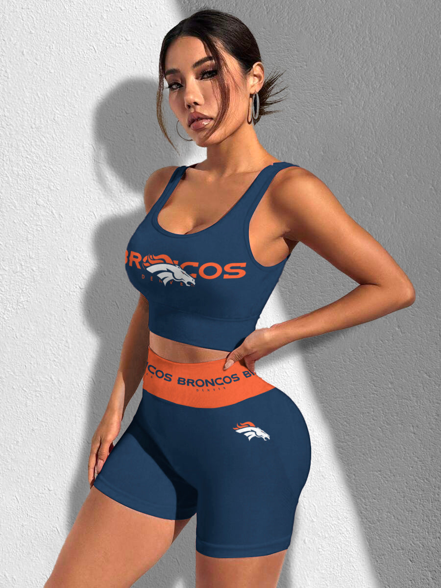 Denver Broncos Sports Bra & Shorts Gym Set
