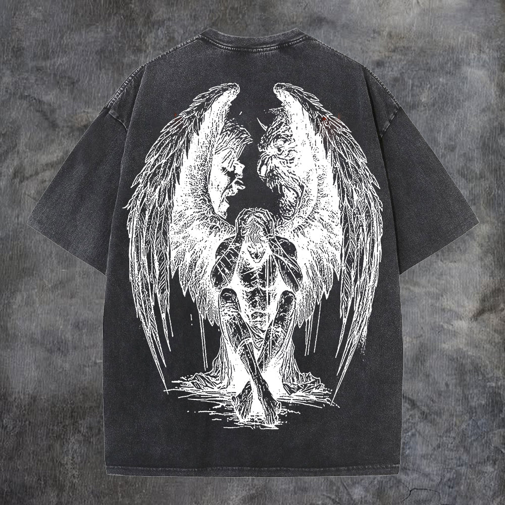 Contradictory Angel Printed Men's Washed Tee