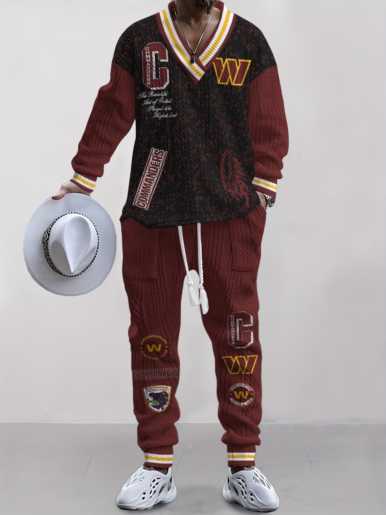 Washington Commanders  Classic All-Season Long Sleeve V-Neck Pullover Sweater