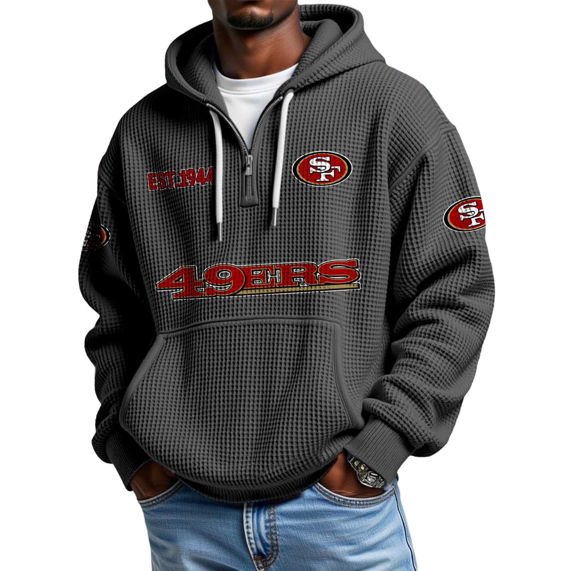 San Francisco 49ers Themed Quarter Zip Hoodie