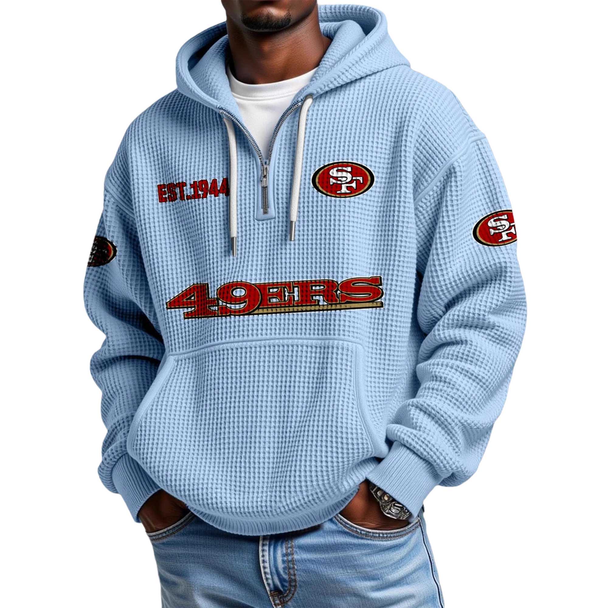 San Francisco 49ers Themed Quarter Zip Hoodie