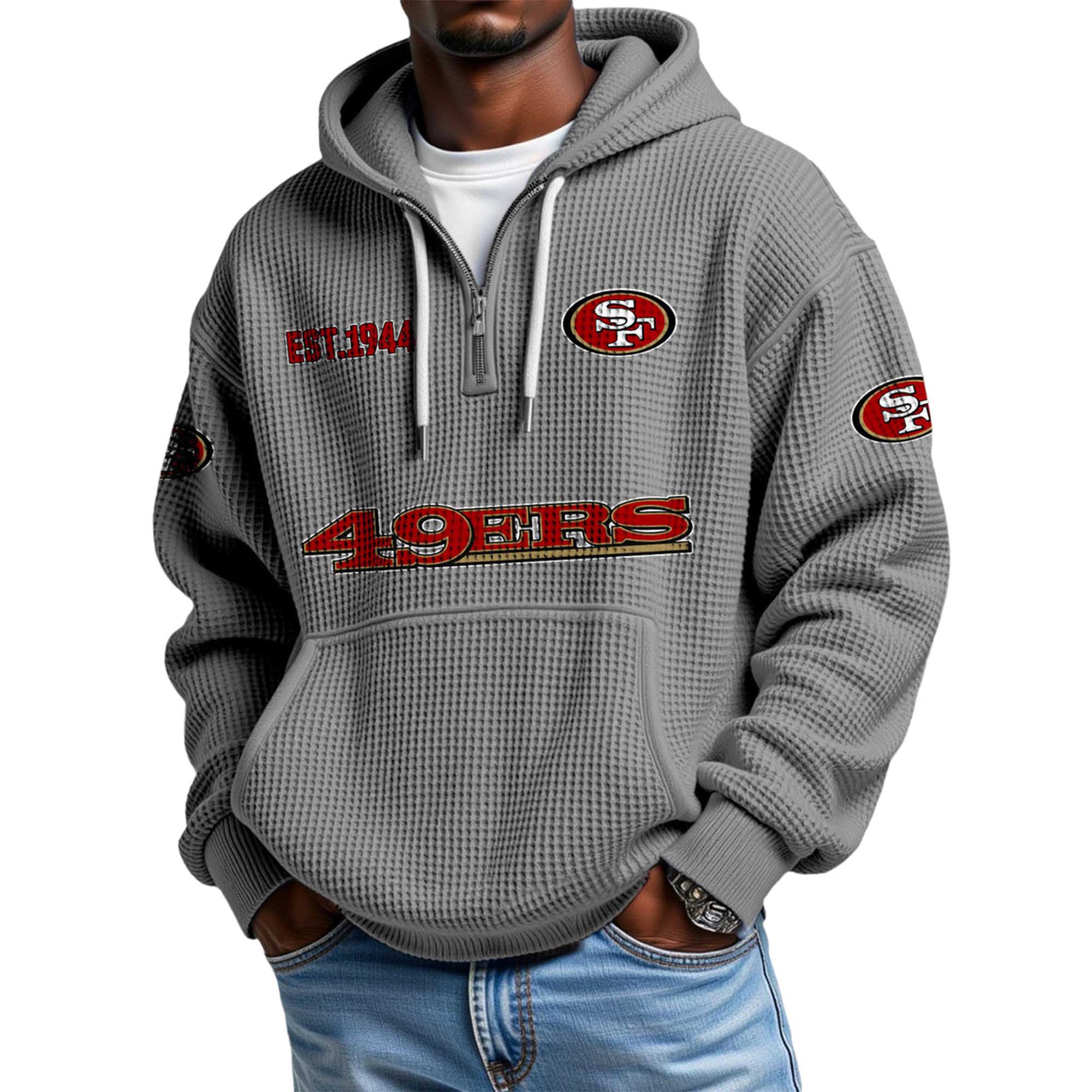 San Francisco 49ers Themed Quarter Zip Hoodie
