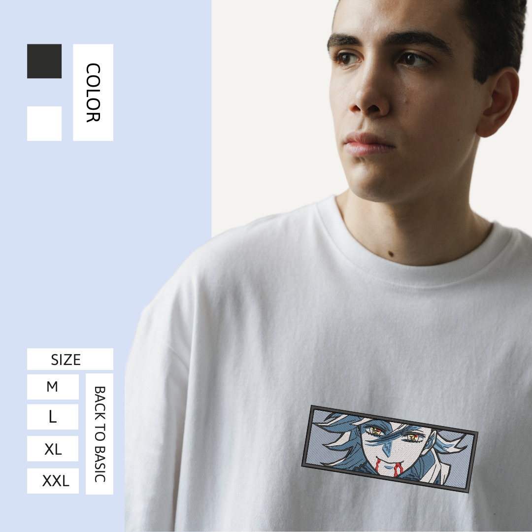 Doma Demon Slayer Embroidered T - Shirt