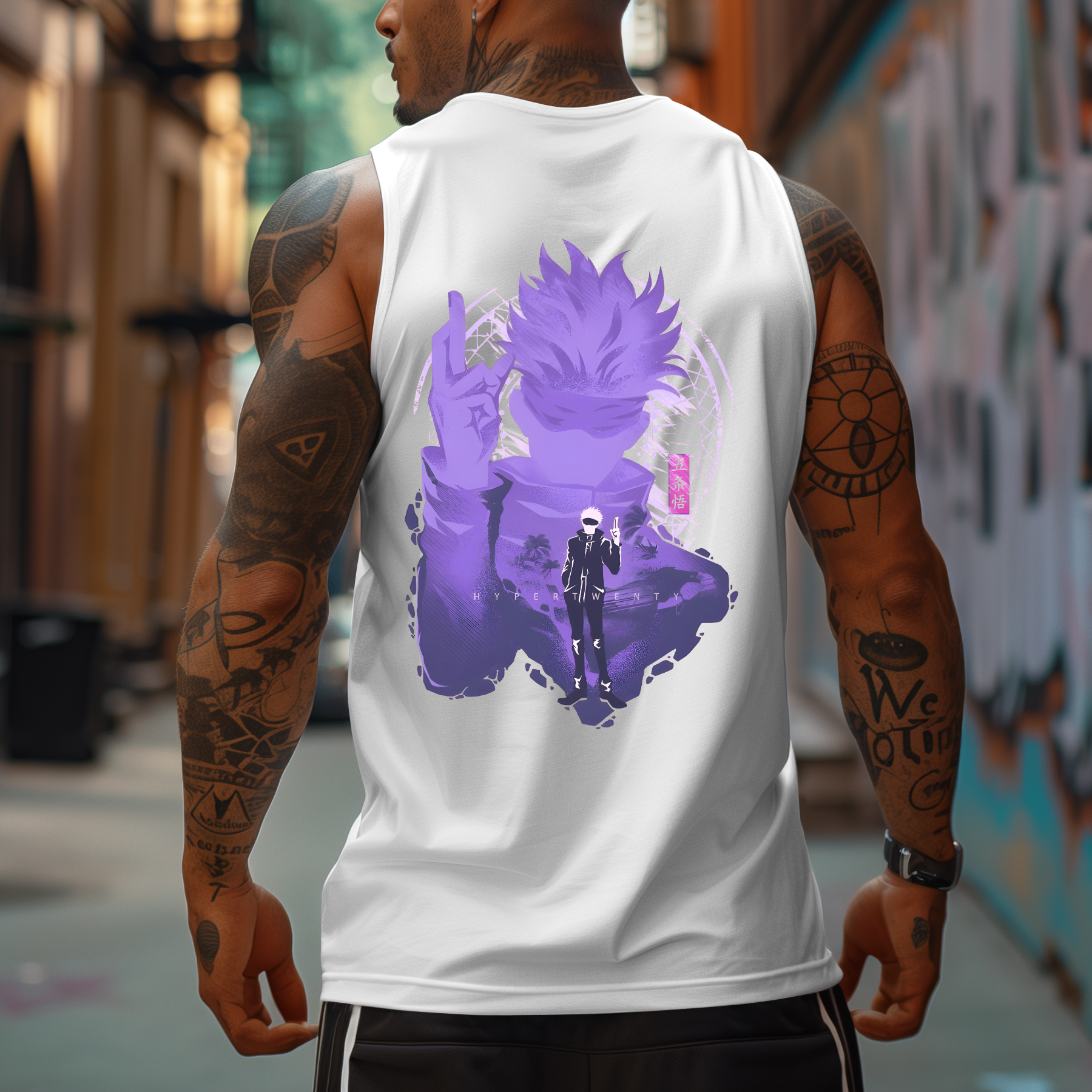 Oversized Anime Print Sports Tank Top