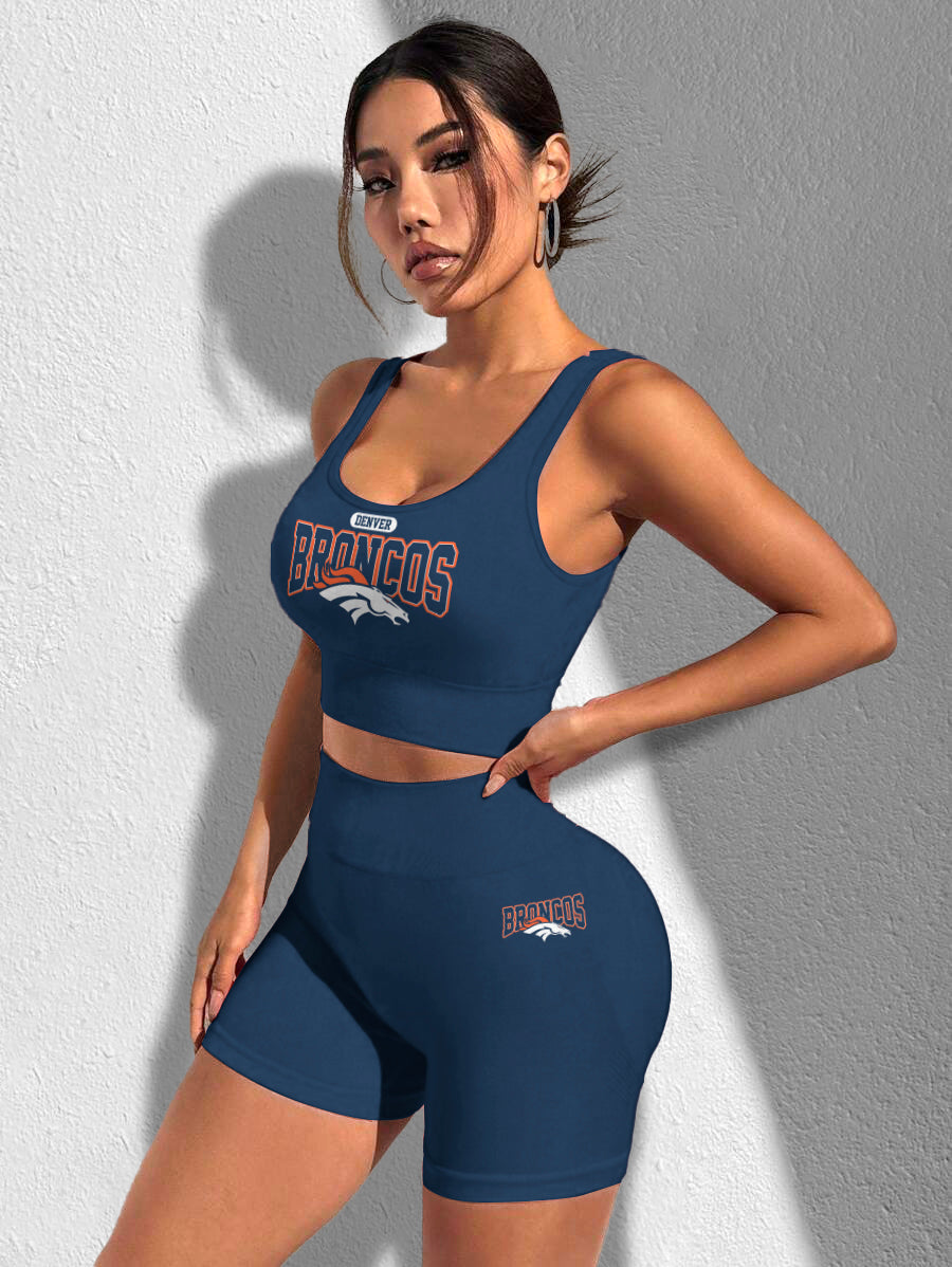 Denver Broncos Sports Bra & Shorts Gym Set