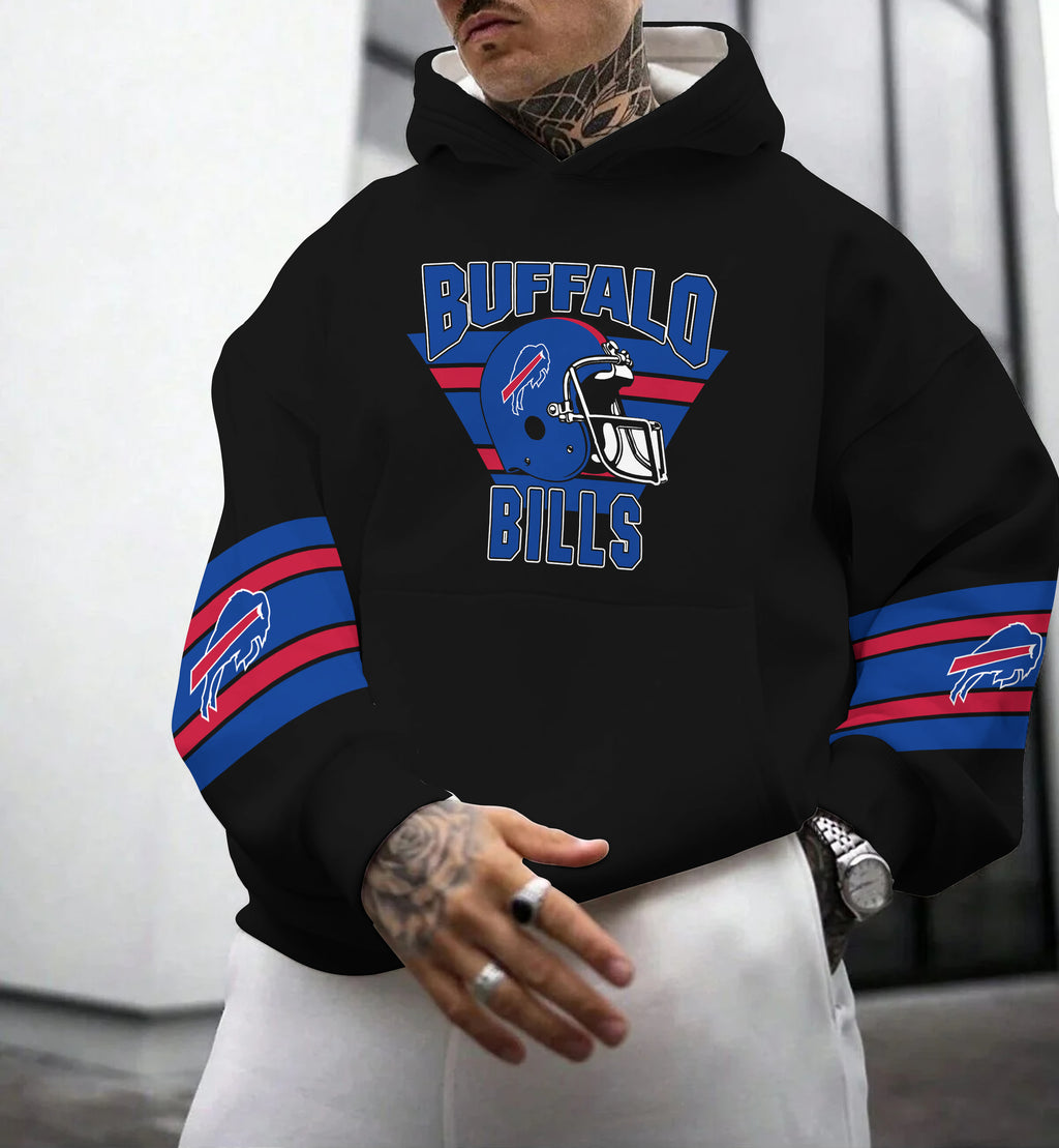 Buffalo Bills Printed Hooded Pocket Pullover Hoodie