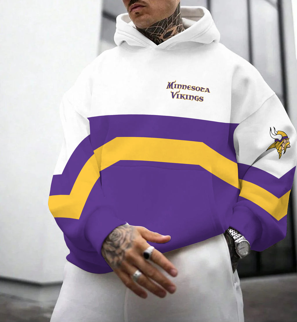 Minnesota Vikings  Printed Hooded Pocket Pullover Hoodie