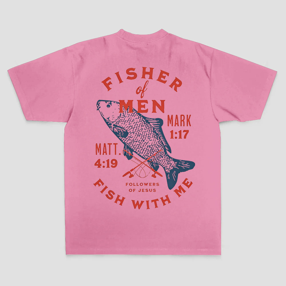 Fisher of men Mark 1:17 Matt. 4:19 Followers of jesus Fish with me Printed Men's T-shirt