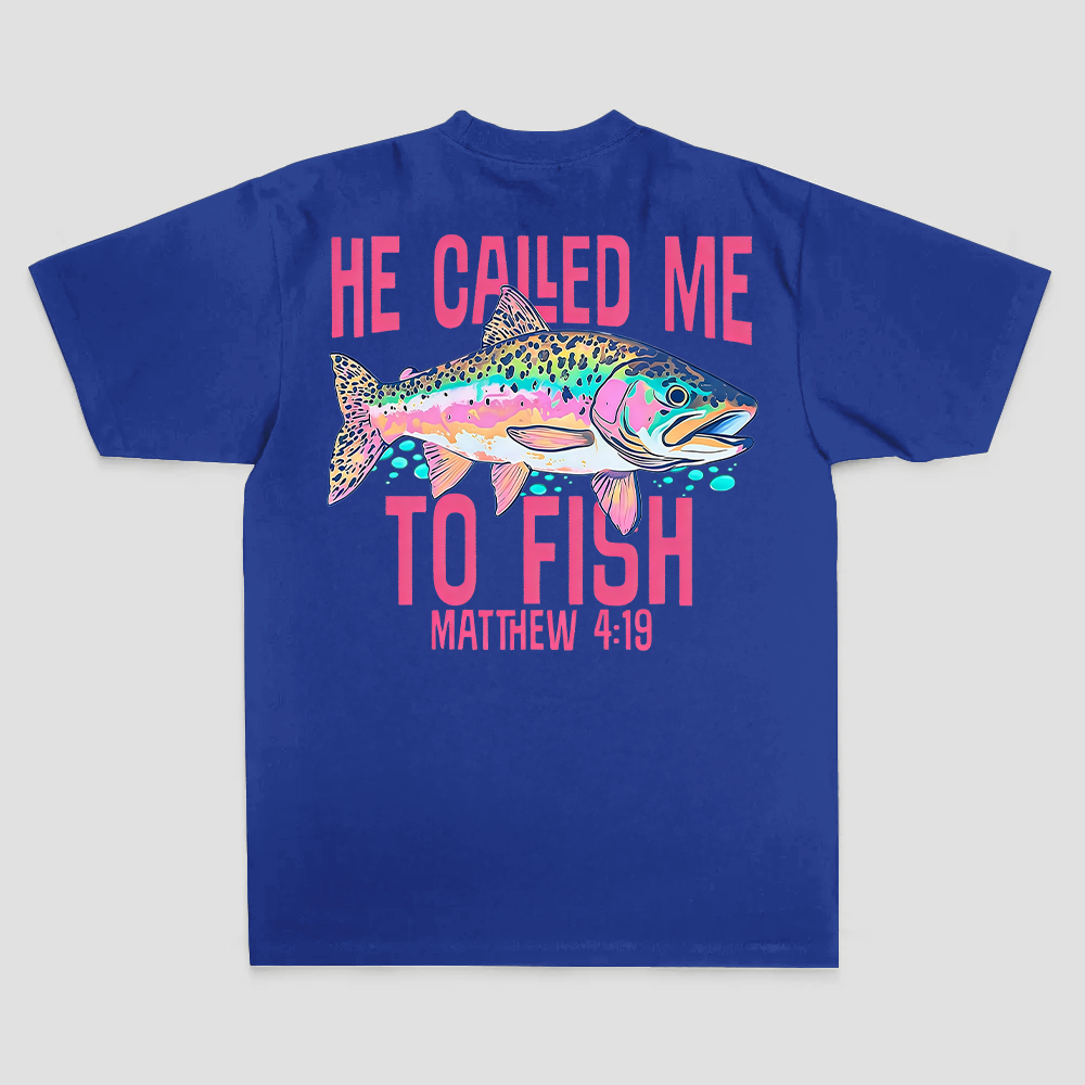 He Called Me To Fish Matthew 4:19 Printed Men's T-shirt
