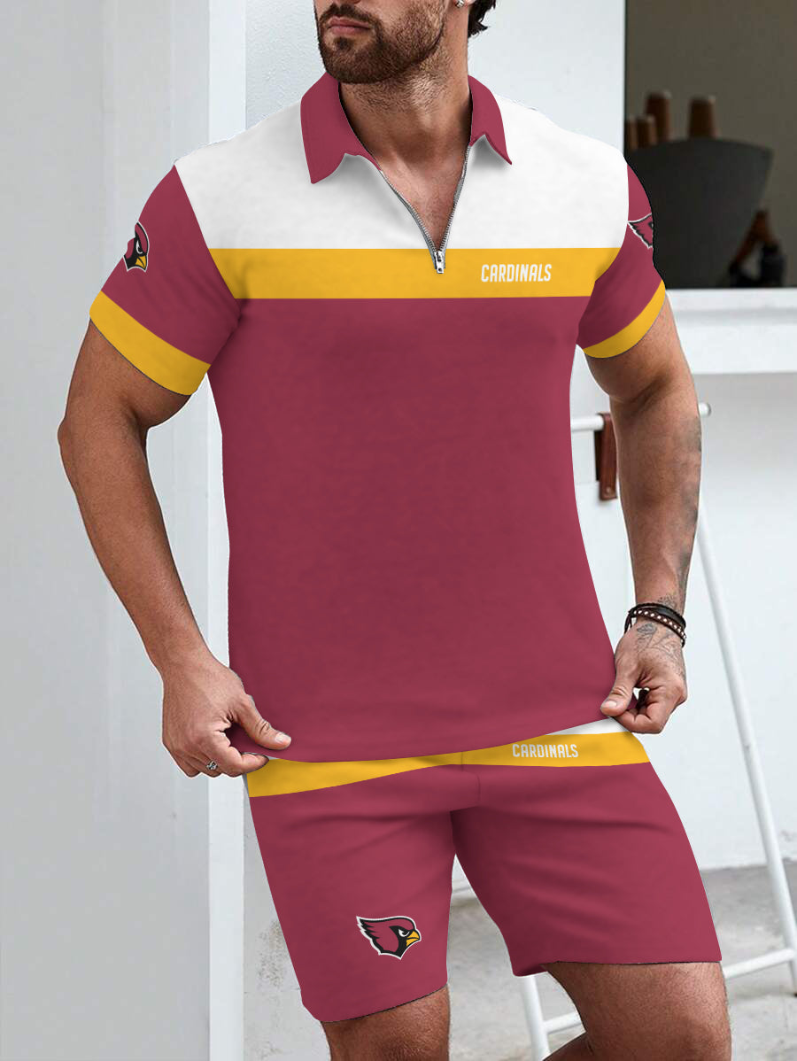 Arizona Cardinals  Limited Edition ZIP Polo Shirt And Shorts Two-Piece Suits