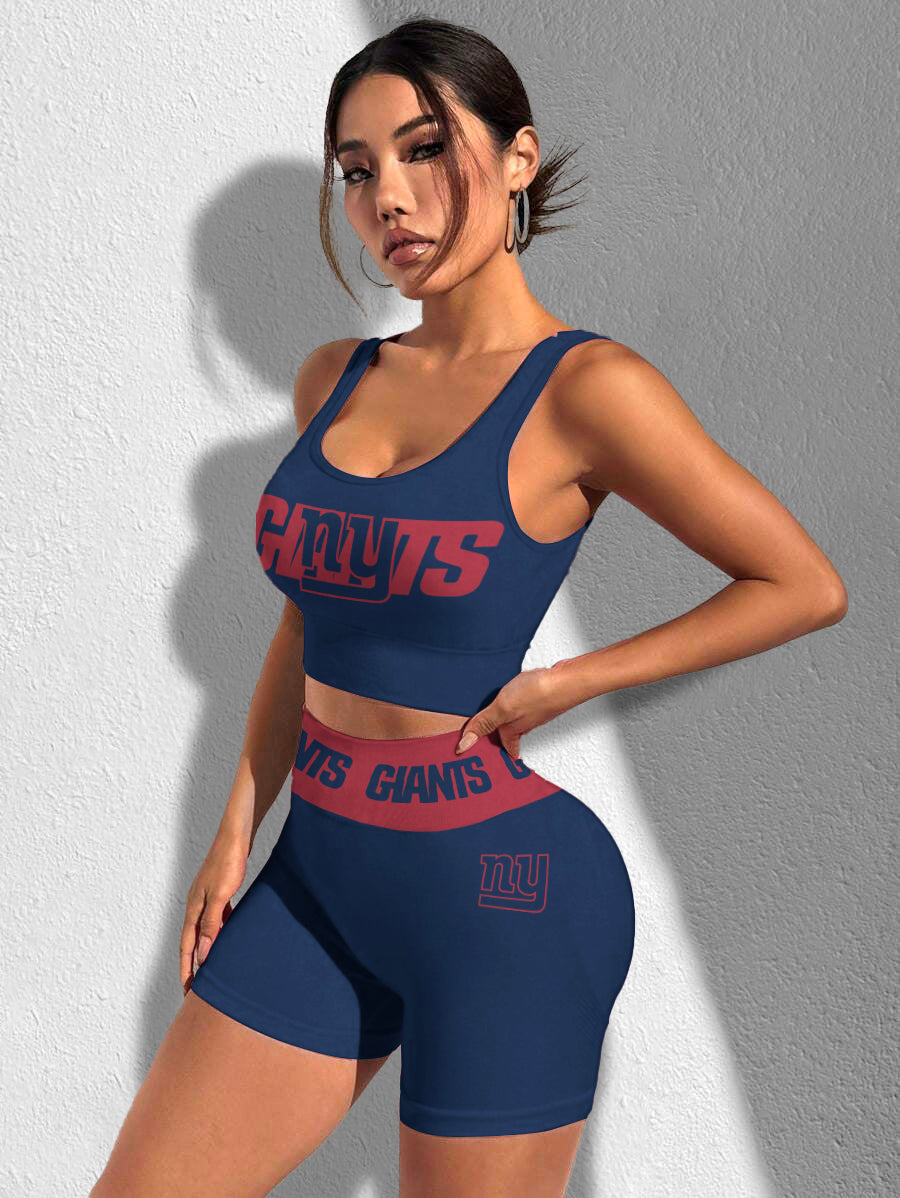 New York Giants Sports Bra & Shorts Gym Set