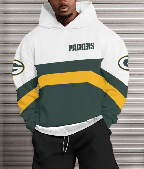 Green Bay Packers Printed Hooded Pocket Pullover Hoodie