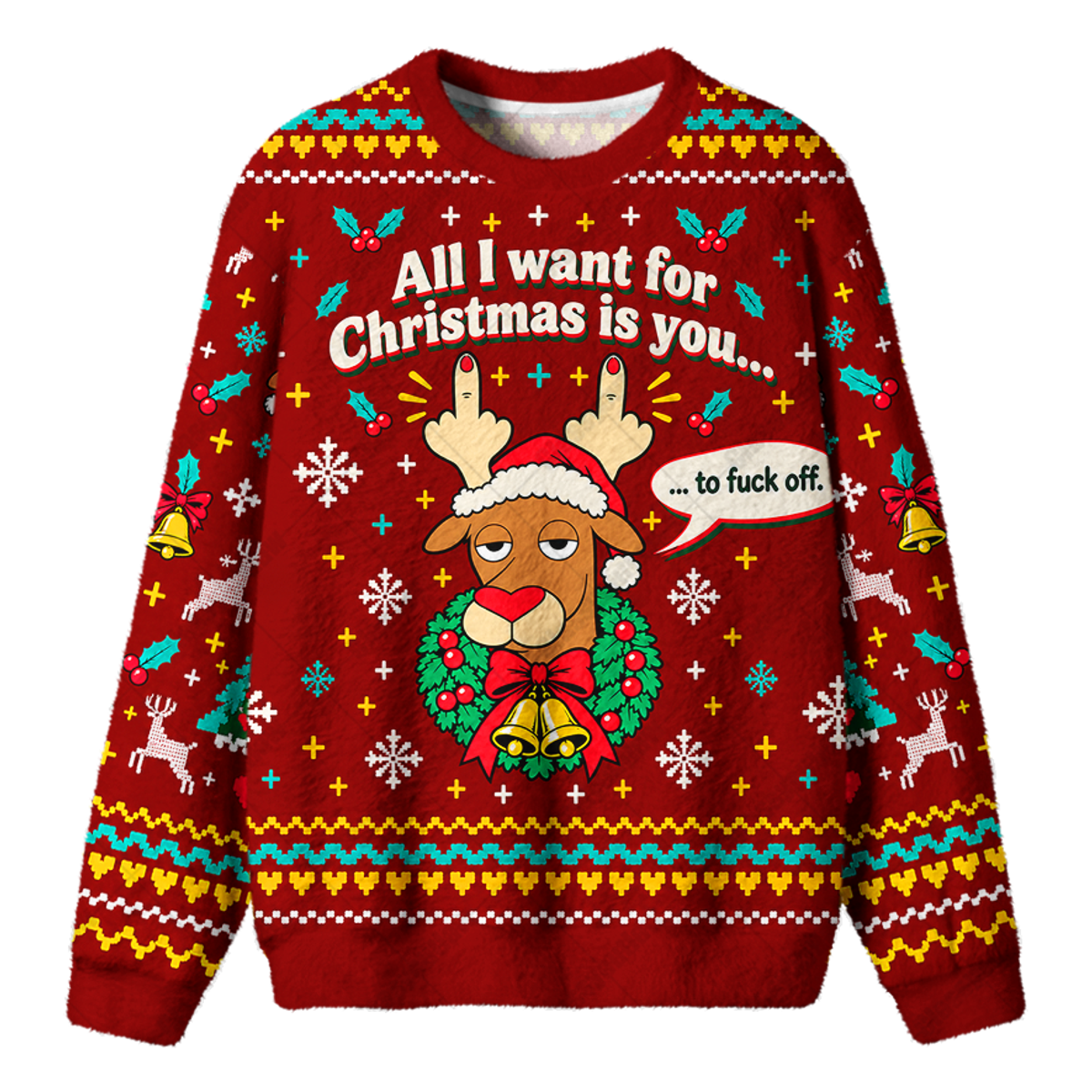 RUDE REINDEER UGLY CHRISTMAS SWEATSHIRT — image 1