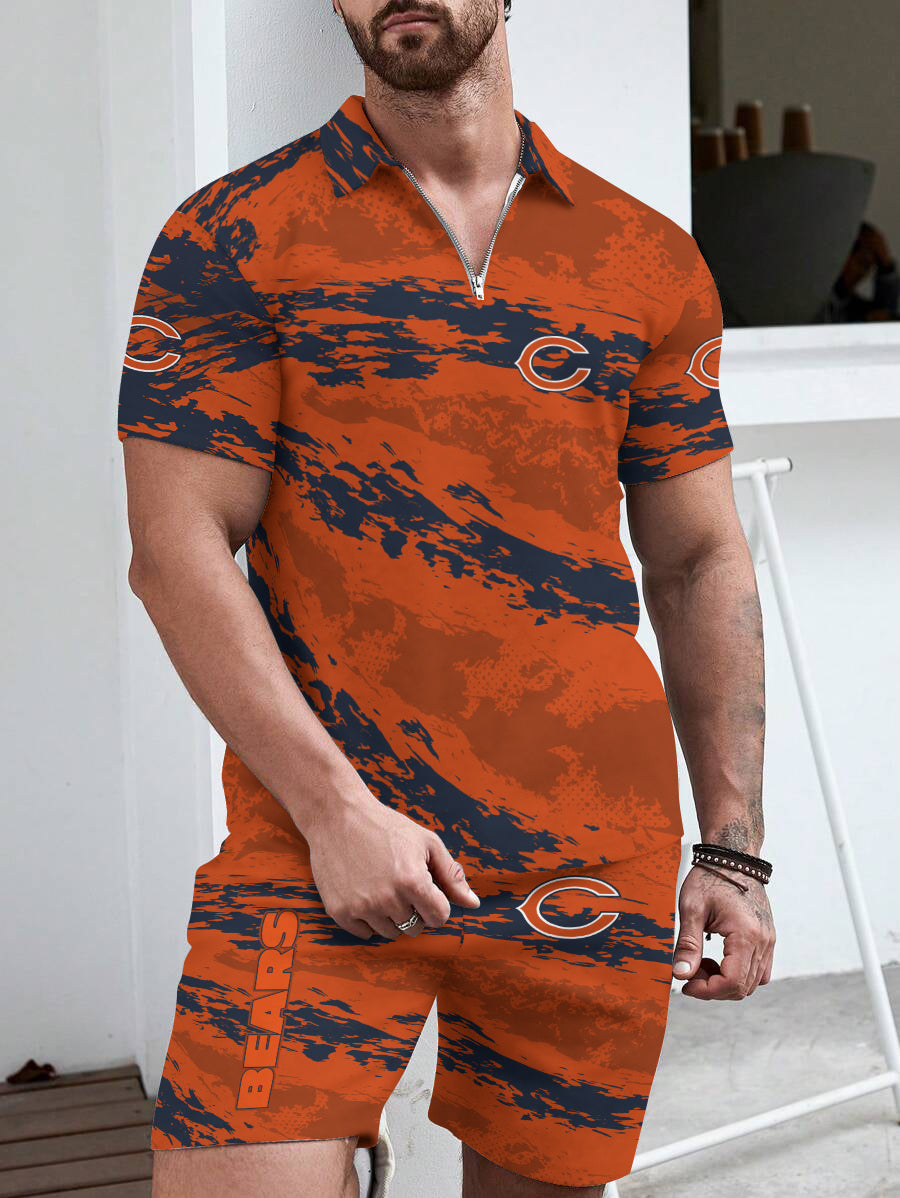 Chicago Bears Limited Edition ZIP Polo Shirt And Shorts Two-Piece Suits