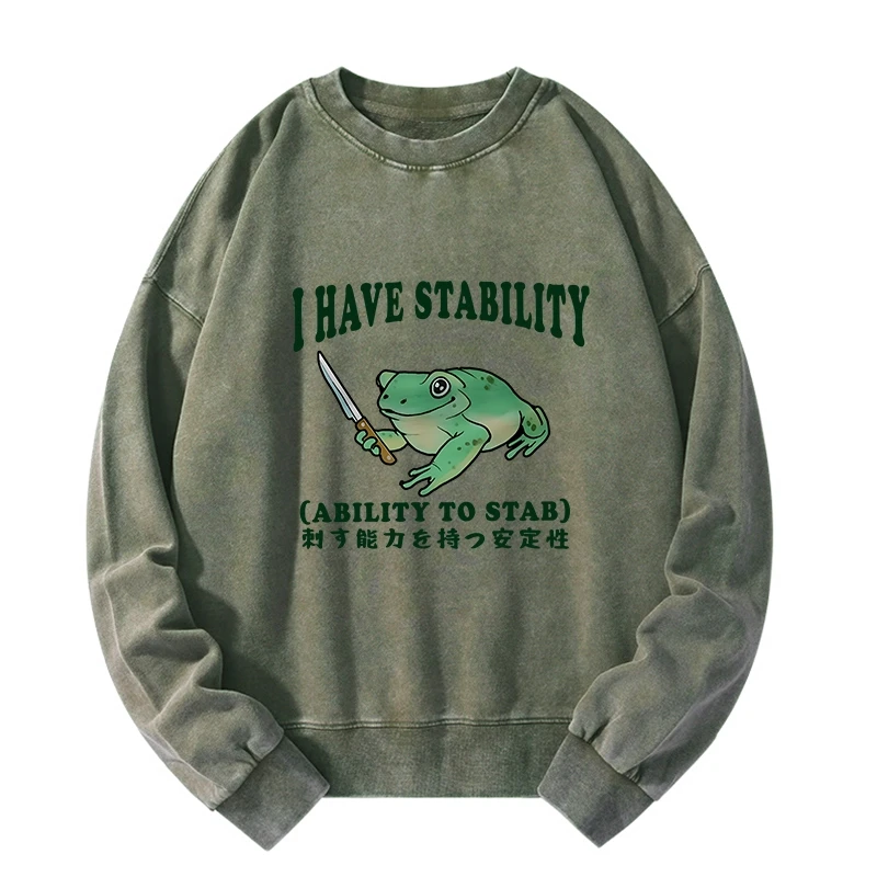 Animescollection Mentally Stable Assassin Frog Washed Sweatshirt