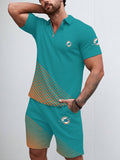 Miami Dolphins  Limited Edition ZIP Polo Shirt And Shorts Two-Piece Suits