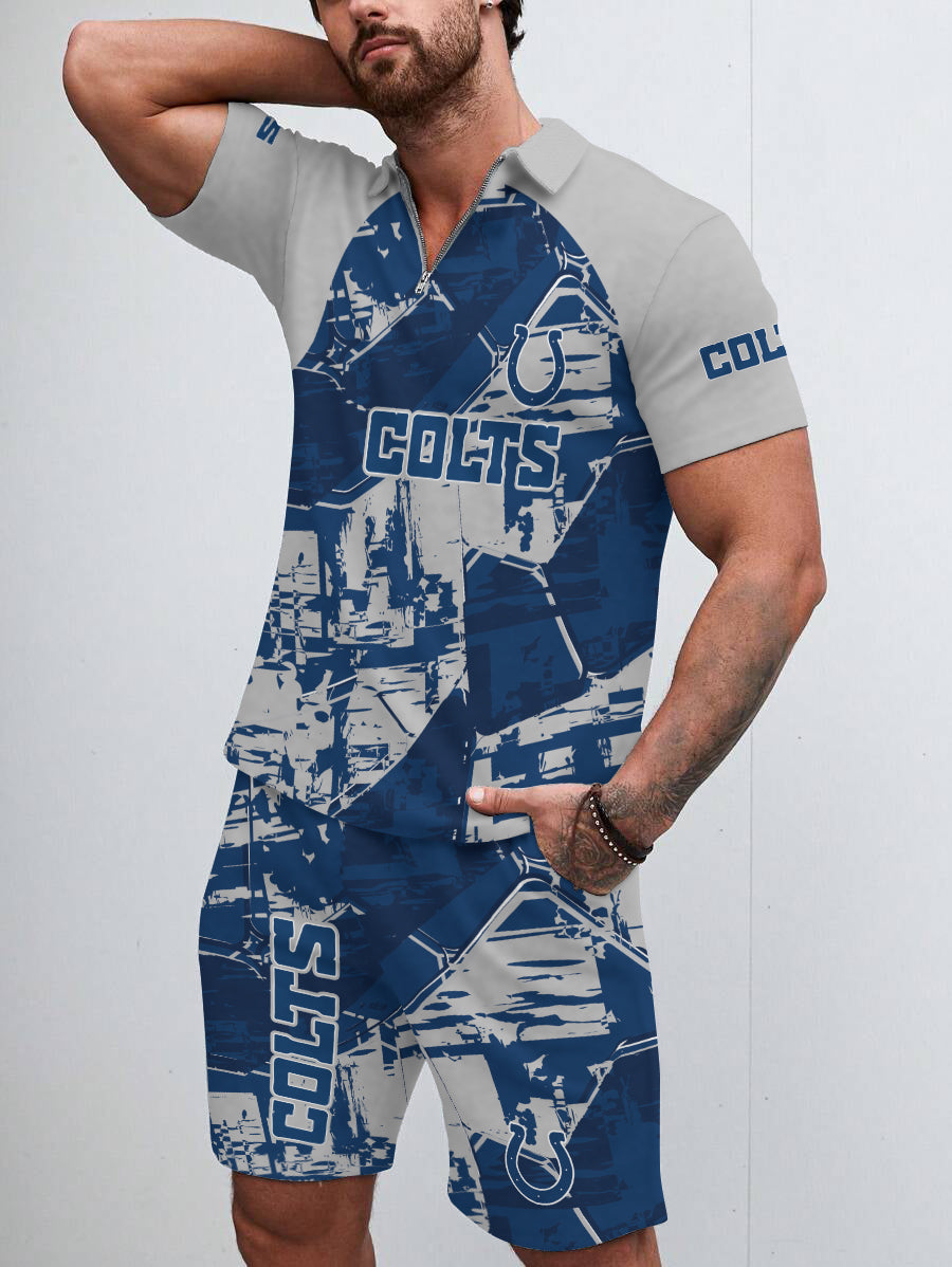 Indianapolis Colts Limited Edition ZIP Polo Shirt And Shorts Two-Piece Suits