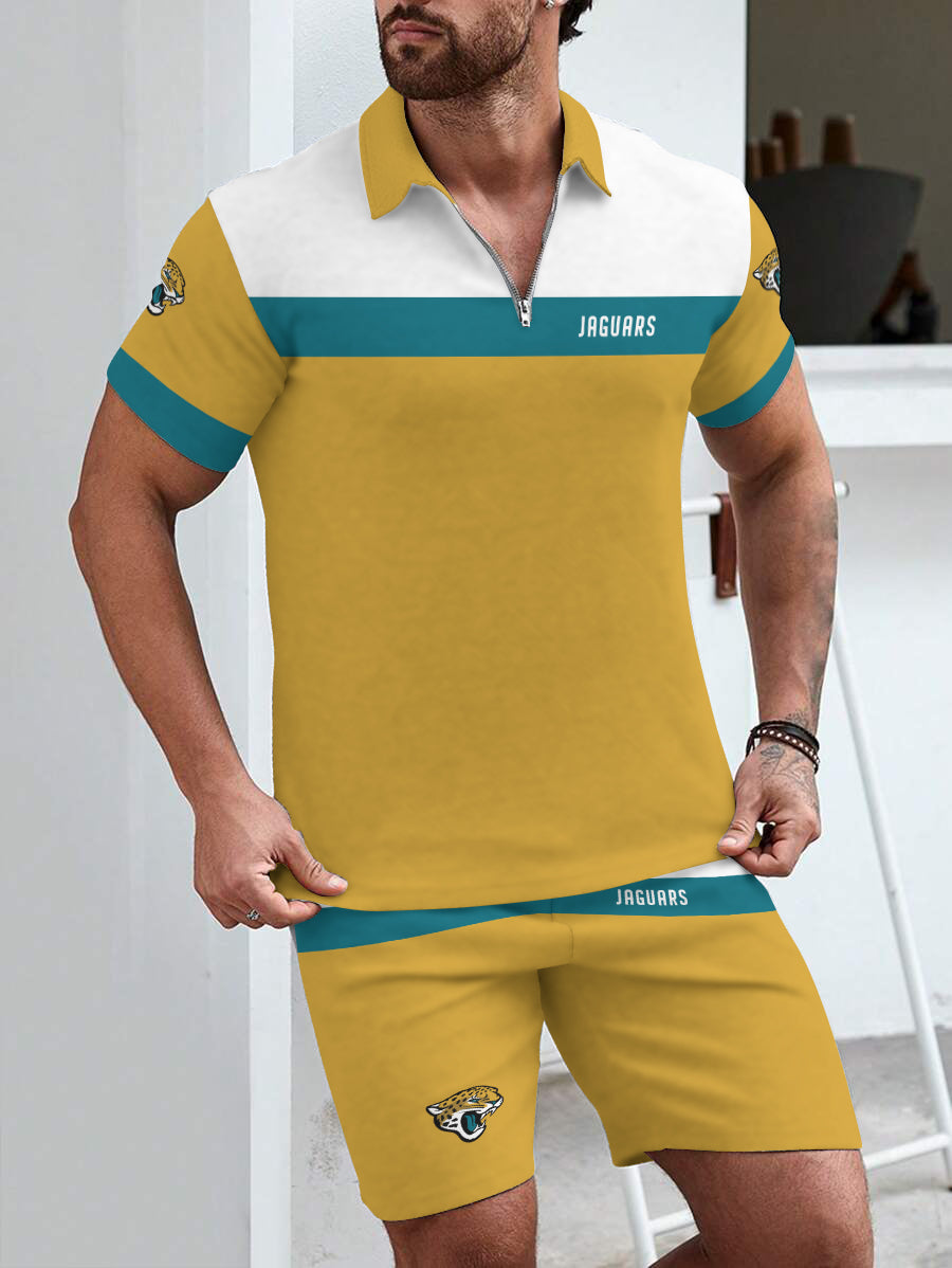 Jacksonville Jaguars  Limited Edition ZIP Polo Shirt And Shorts Two-Piece Suits