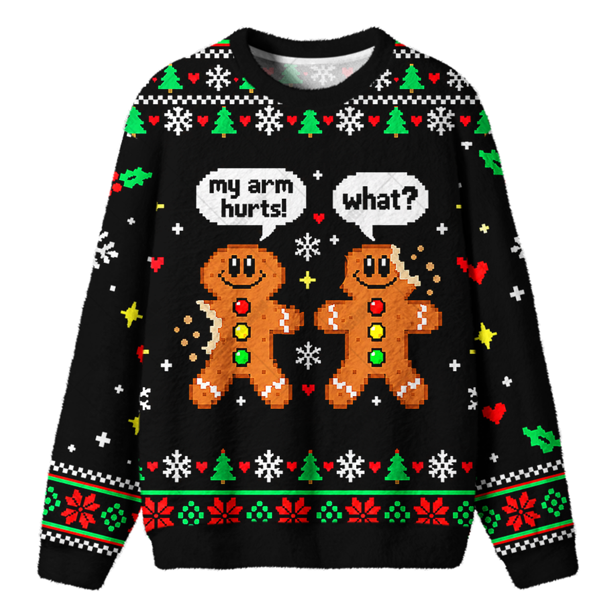 GINGERBREAD JOKE UGLY CHRISTMAS SWEATSHIRT — image 1
