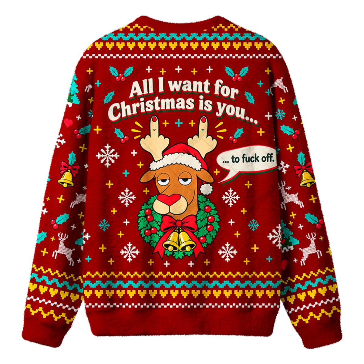 RUDE REINDEER UGLY CHRISTMAS SWEATSHIRT — image 2