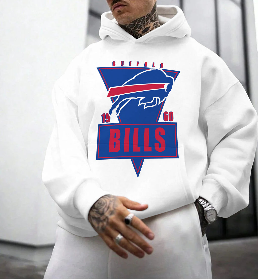 Buffalo Bills Printed Hooded Pocket Pullover Hoodie