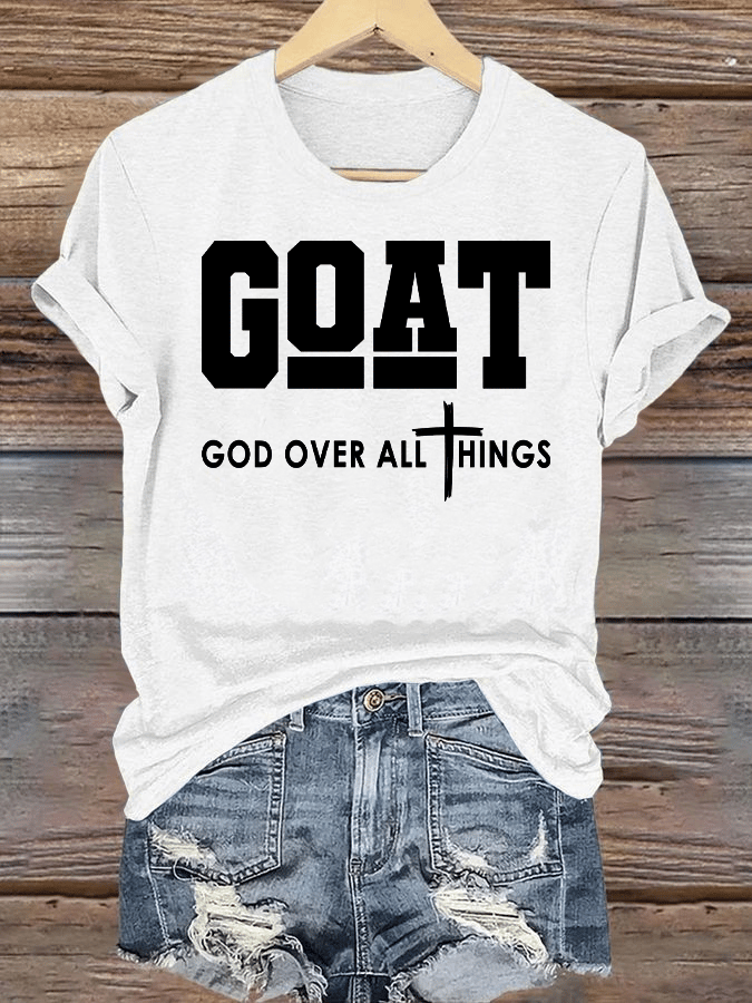 Women's  GOD OVER ALL THINGS printed T-shirt