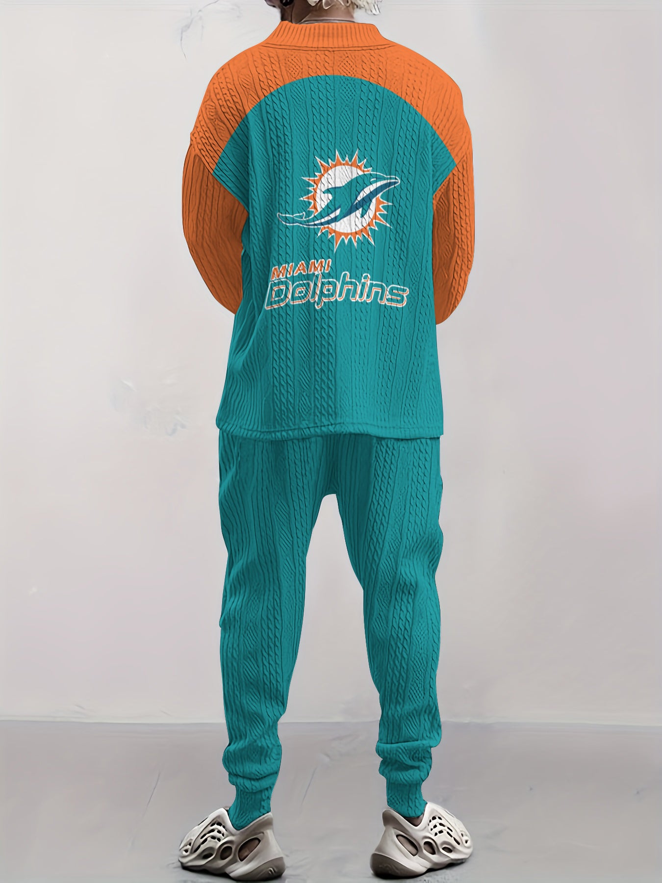 Miami Dolphins Classic  All-Season Long Sleeve V-Neck Pullover Sweater